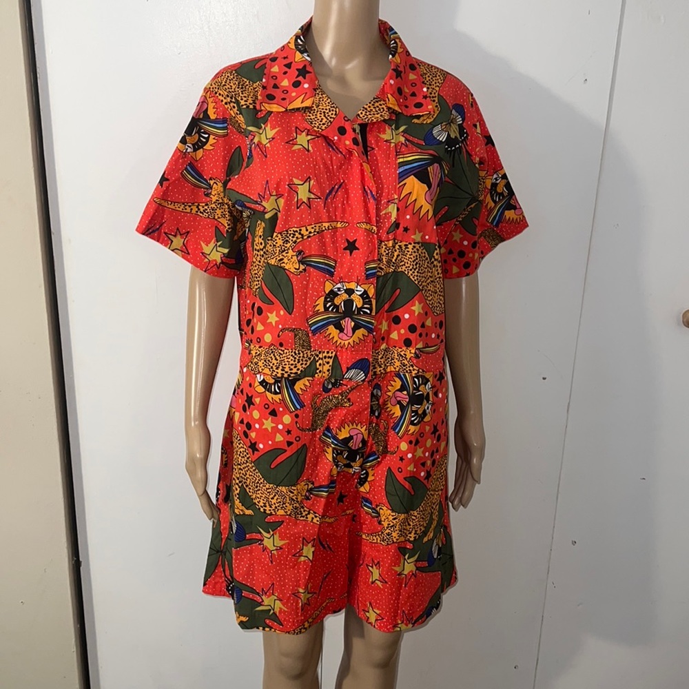 Nooworks Red Printed Short-Sleeve Romper